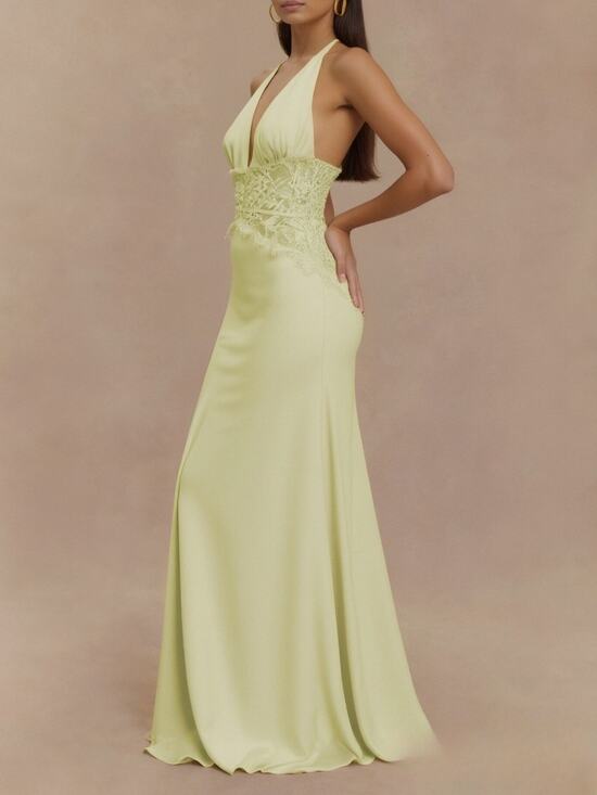 DRESSES Dresses & Skirts - Halter Neck Lace Trimmed Maxi Dress